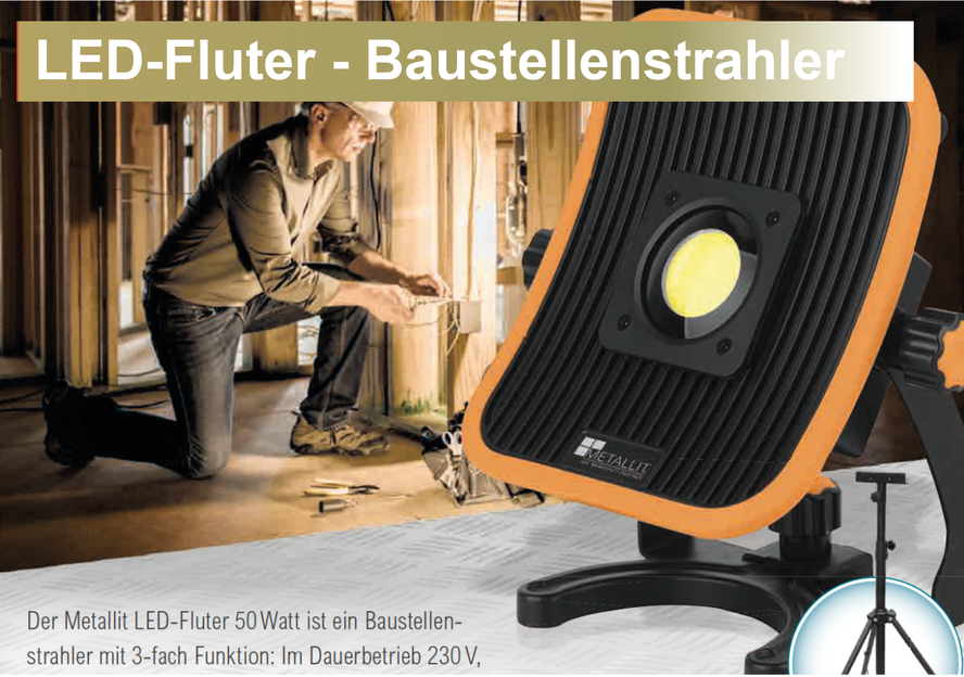 METALLIT® LED-Fluter 50 Watt Technische Daten inkl. Stativ